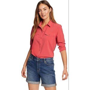 NEW Eddie Bauer Womens Medium Departure 2.0 UPF 50+ Roll Tab Sleeve Shirt Top